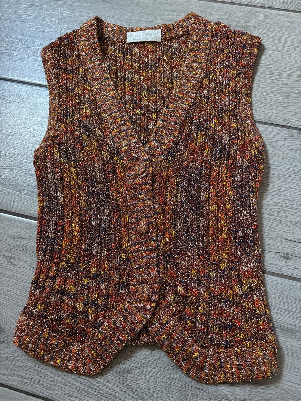 Multicolor Sparkly Knit V-Neck Sweater Vest